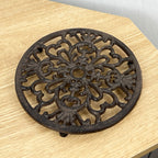 17cm Round Cast Iron Trivet - Brown