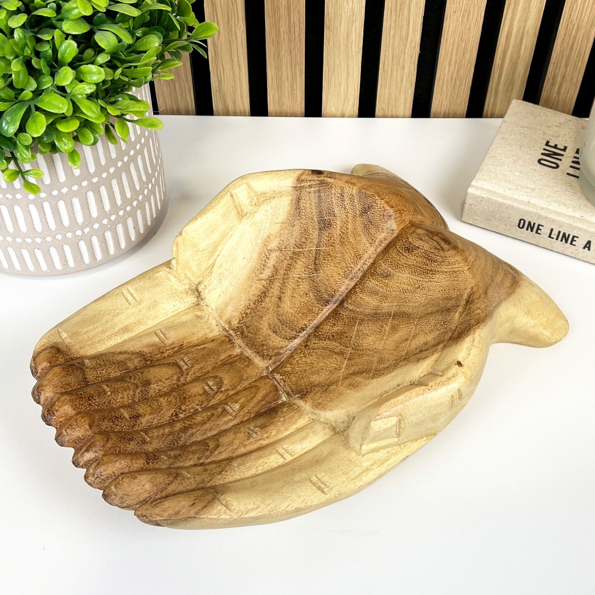 Hand Carved 29cm Hands of Hope Wooden Bowl