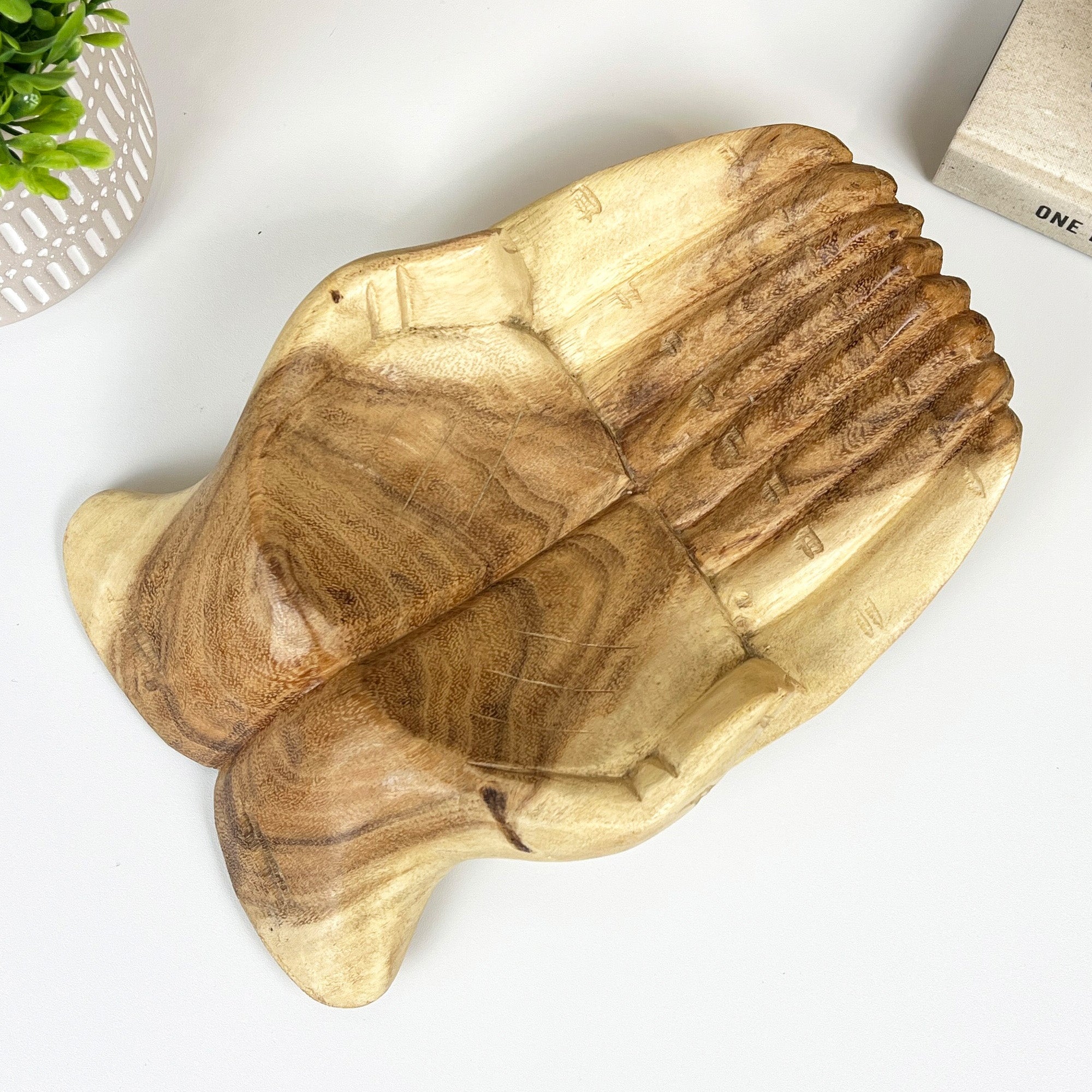 Hand Carved 29cm Hands of Hope Wooden Bowl