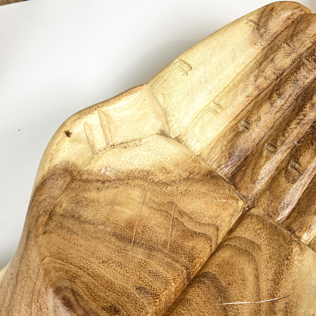 Hand Carved 29cm Hands of Hope Wooden Bowl