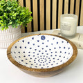 24.5cm Decorative Wooden Bowl with Enamel Hearts Pattern