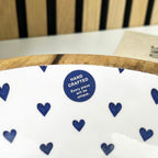 24.5cm Decorative Wooden Bowl with Enamel Hearts Pattern