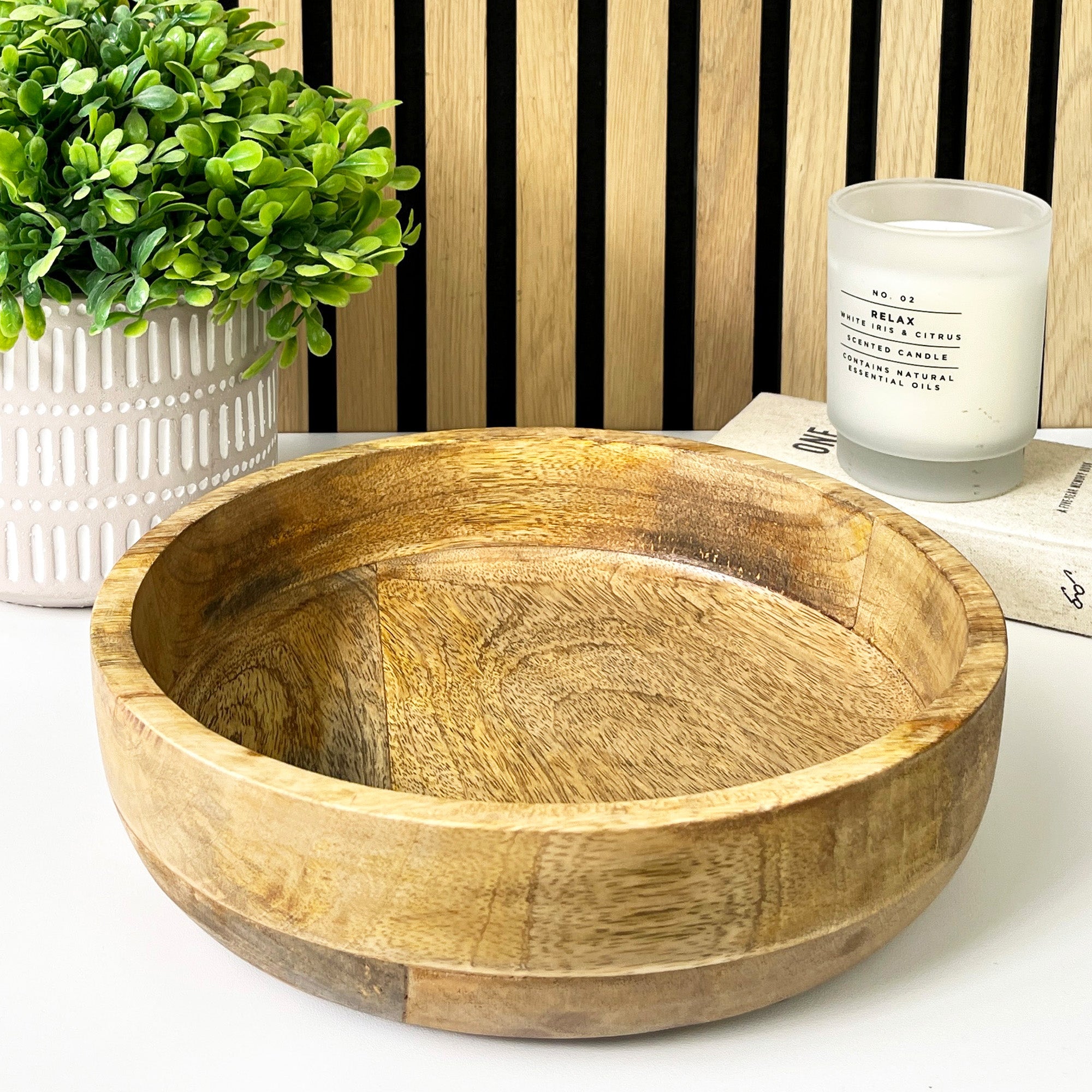 25.5cm Round Decorative Wooden Bowl - Hand Crafted