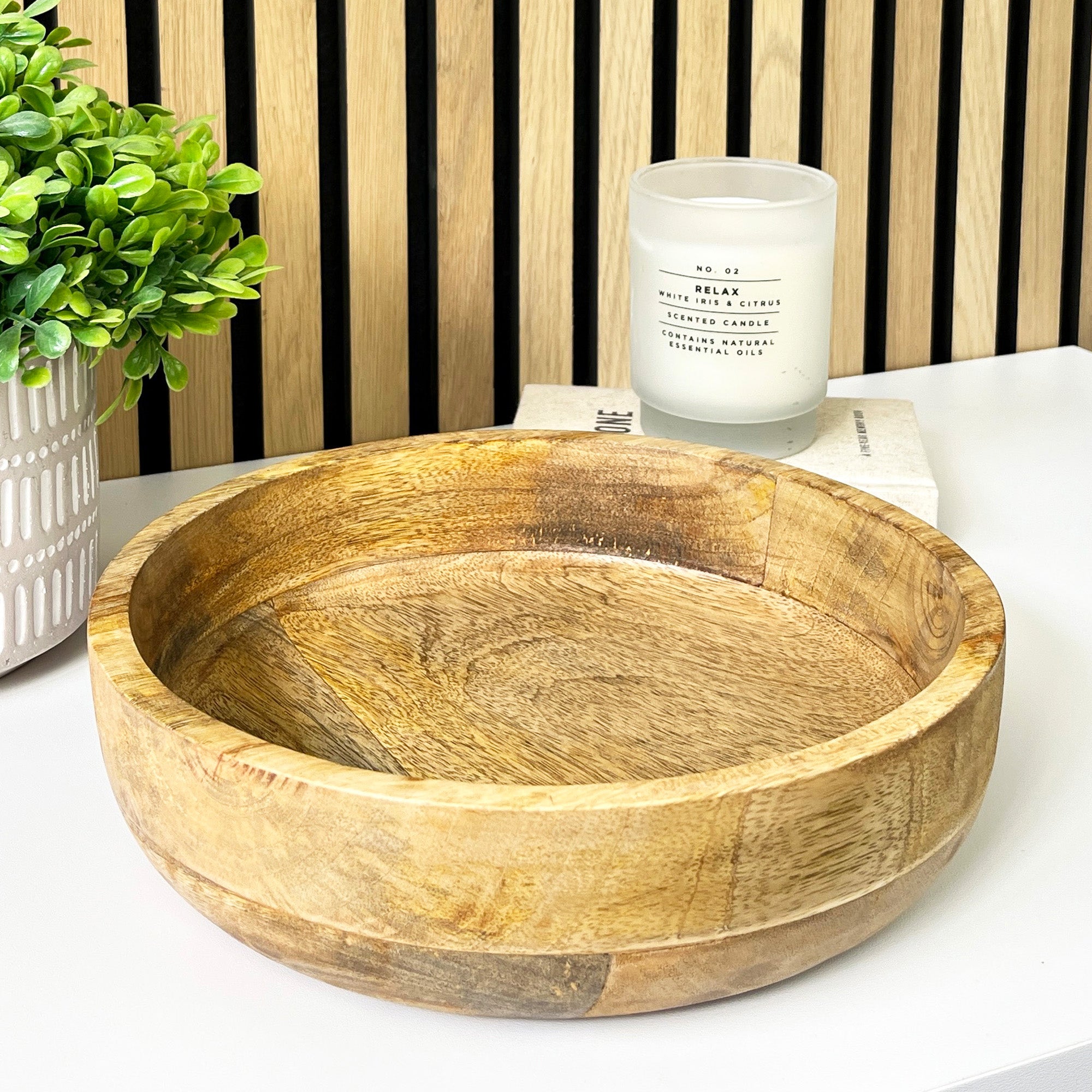 25.5cm Round Decorative Wooden Bowl - Hand Crafted