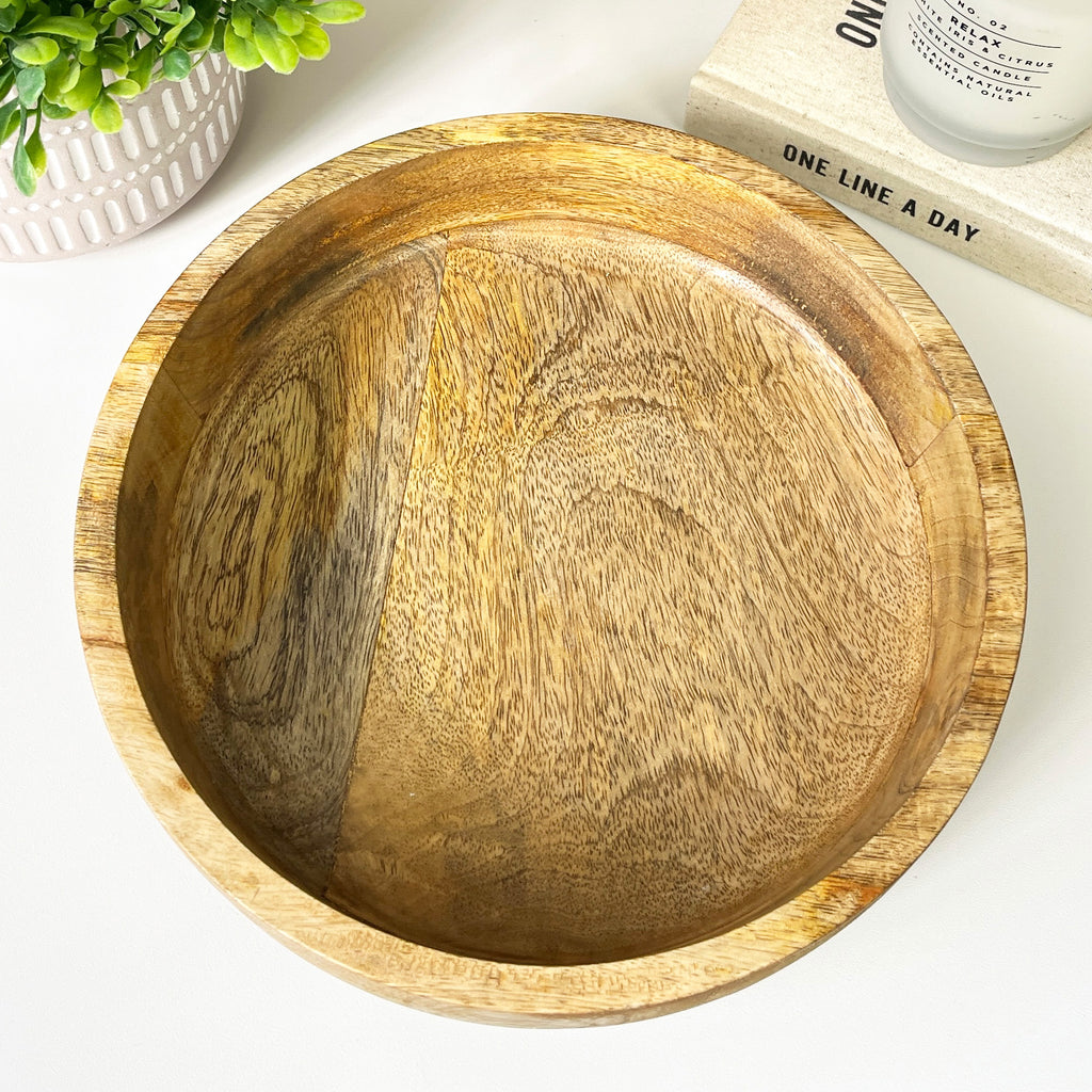 25.5cm Round Decorative Wooden Bowl - Hand Crafted