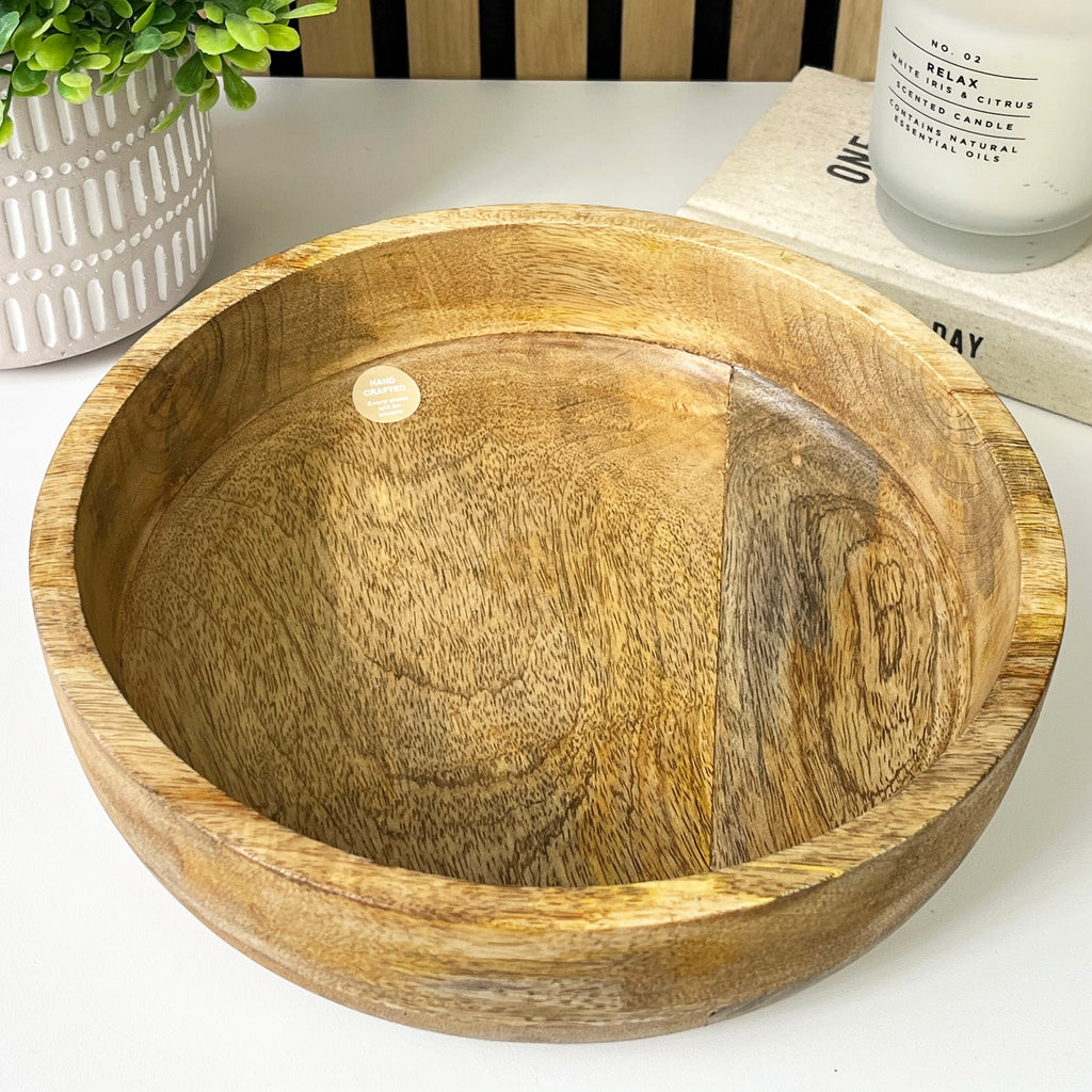 25.5cm Round Decorative Wooden Bowl - Hand Crafted