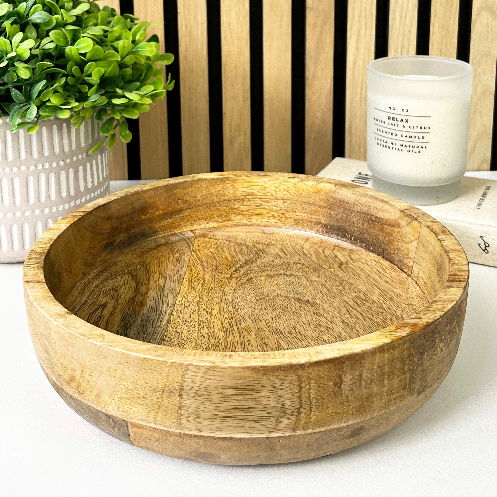 25.5cm Round Decorative Wooden Bowl - Hand Crafted