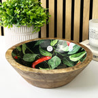 25cm Decorative Wooden Bowl with Enamel Chillies Design