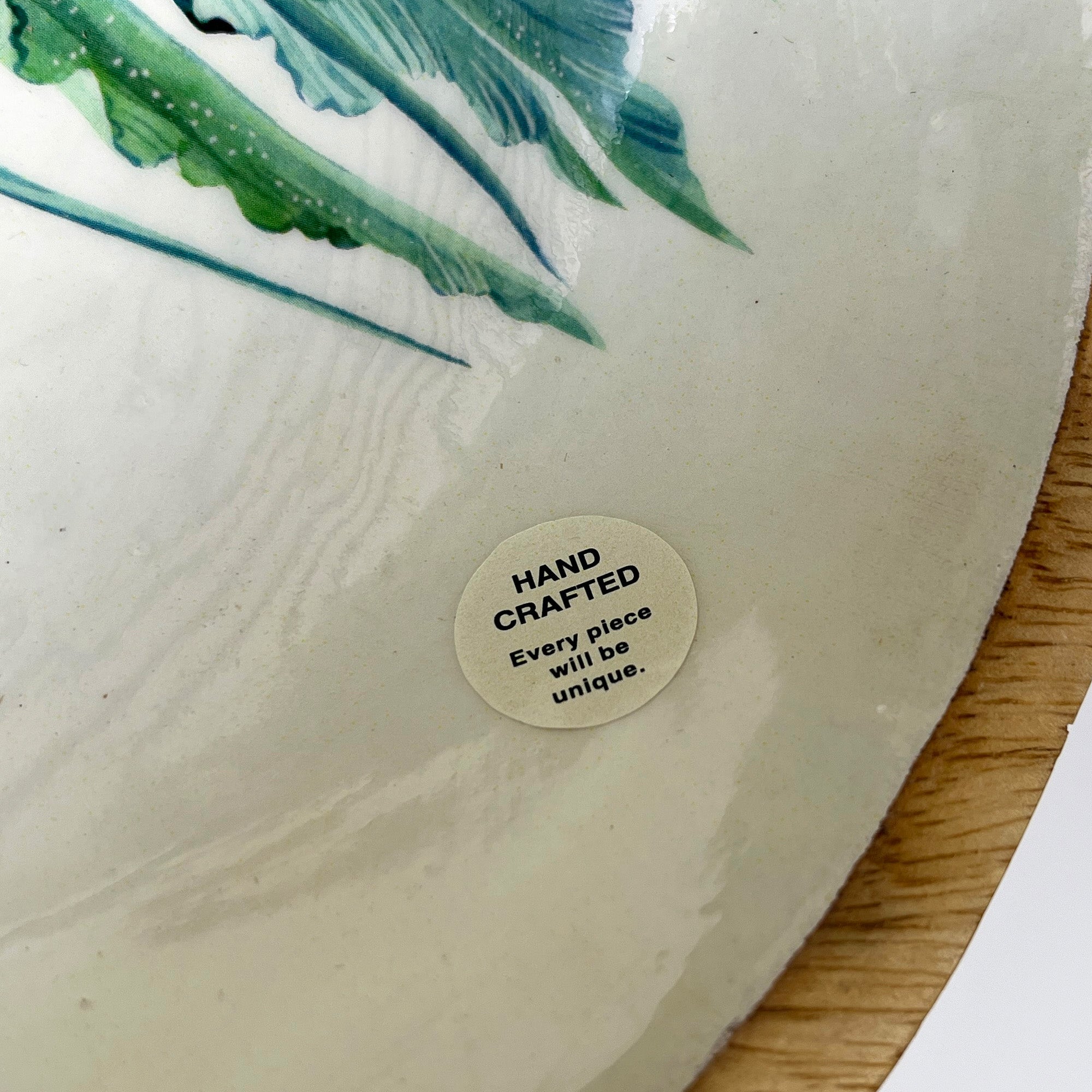24cm Decorative Wooden Bowl with Enamel Jelly Fish Design