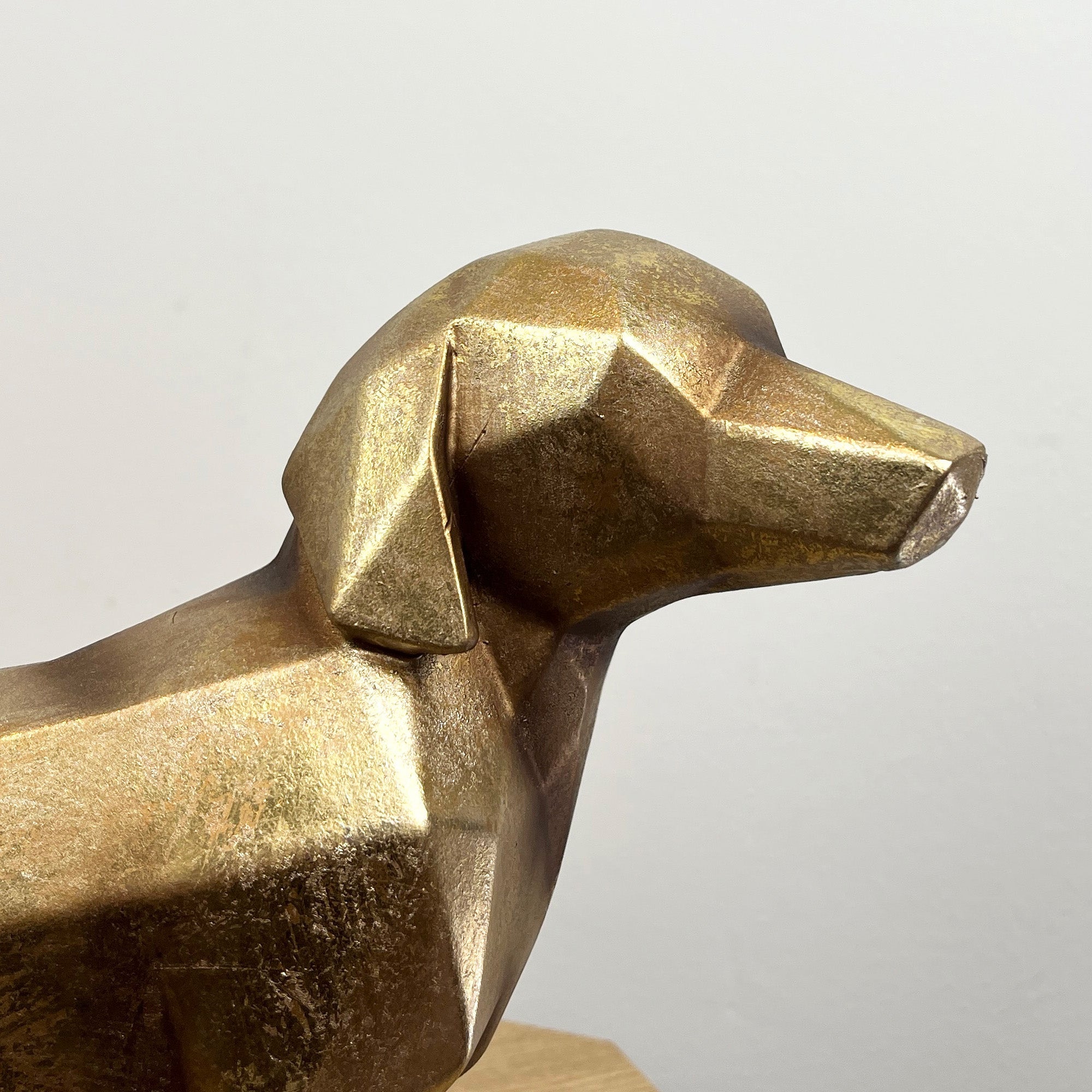 28.5cm Gold Geometric Dog Ornament - Resin