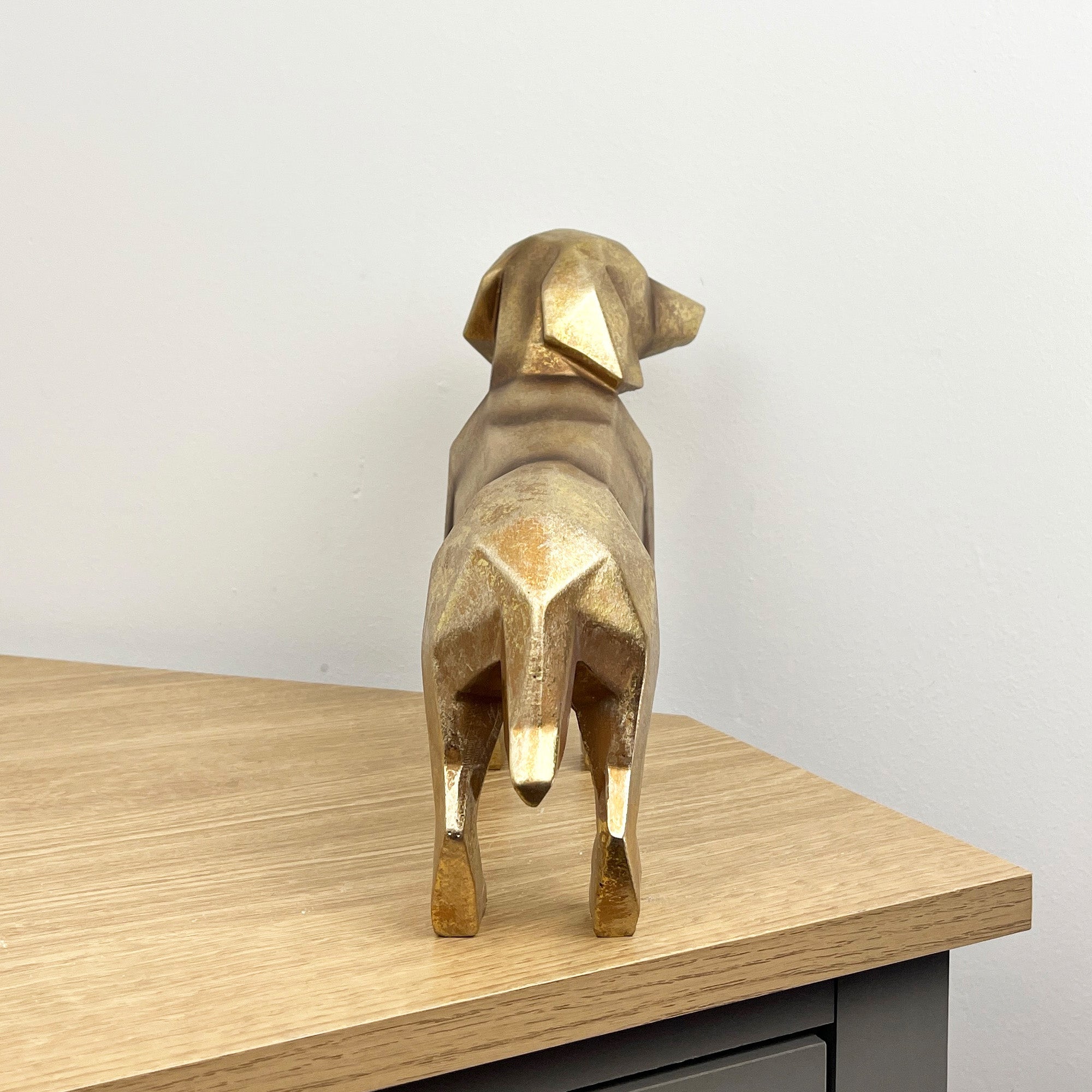 28.5cm Gold Geometric Dog Ornament - Resin