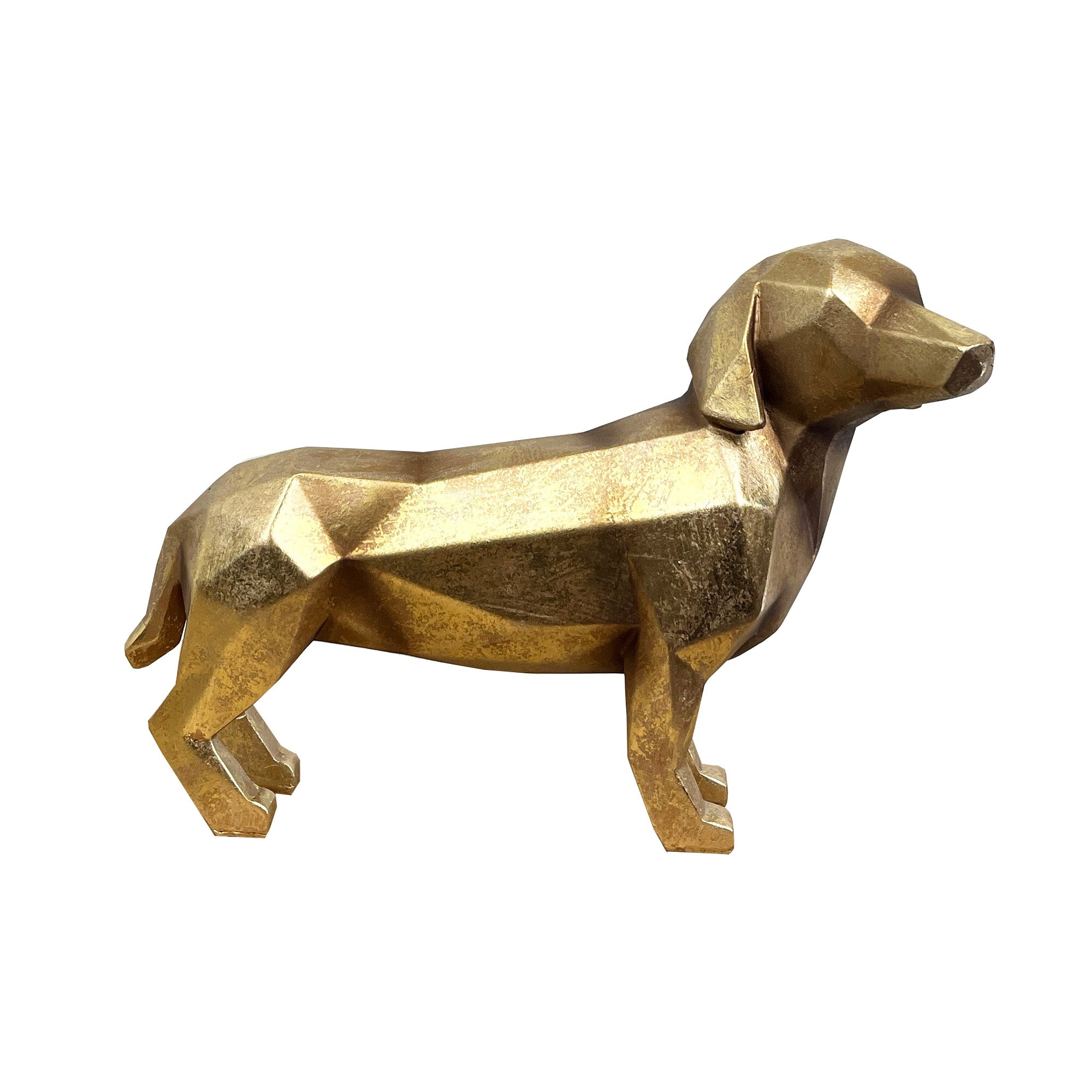28.5cm Gold Geometric Dog Ornament - Resin