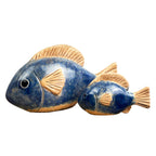 Pair of Blue Glazed Ceramic Fish Ornaments