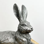 32cm Grey Resin Laying Hare Ornament