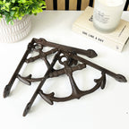 Set of 2 Nautical Ship Anchor Decorative Shelf Brackets - Cast Iron