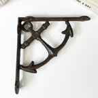 Set of 2 Nautical Ship Anchor Decorative Shelf Brackets - Cast Iron
