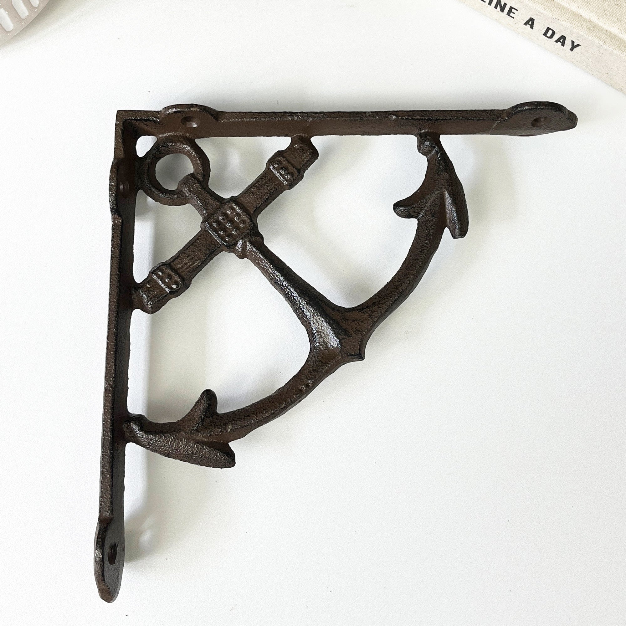 Set of 2 Nautical Ship Anchor Decorative Shelf Brackets - Cast Iron