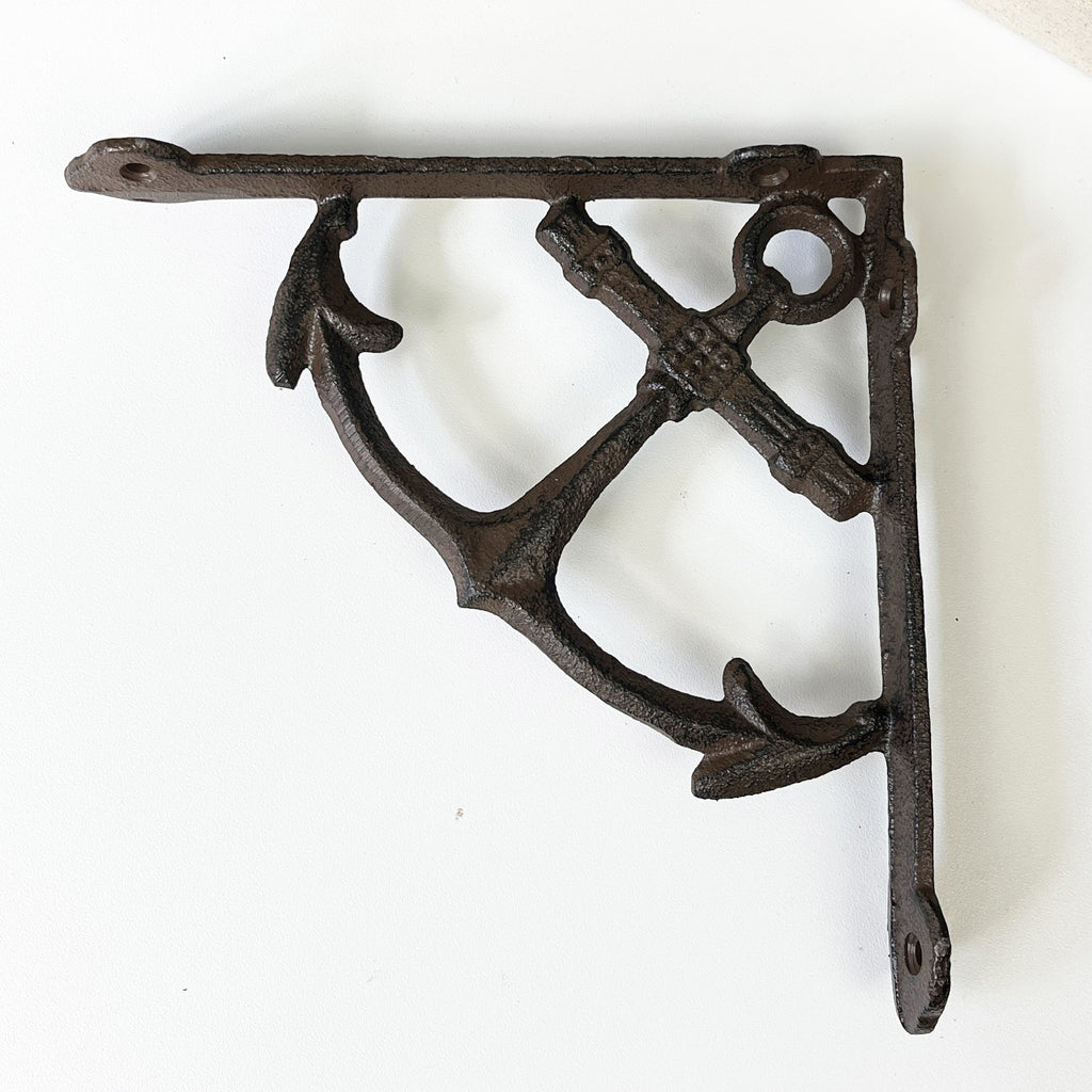 Set of 2 Nautical Ship Anchor Decorative Shelf Brackets - Cast Iron