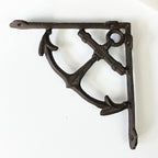 Set of 2 Nautical Ship Anchor Decorative Shelf Brackets - Cast Iron