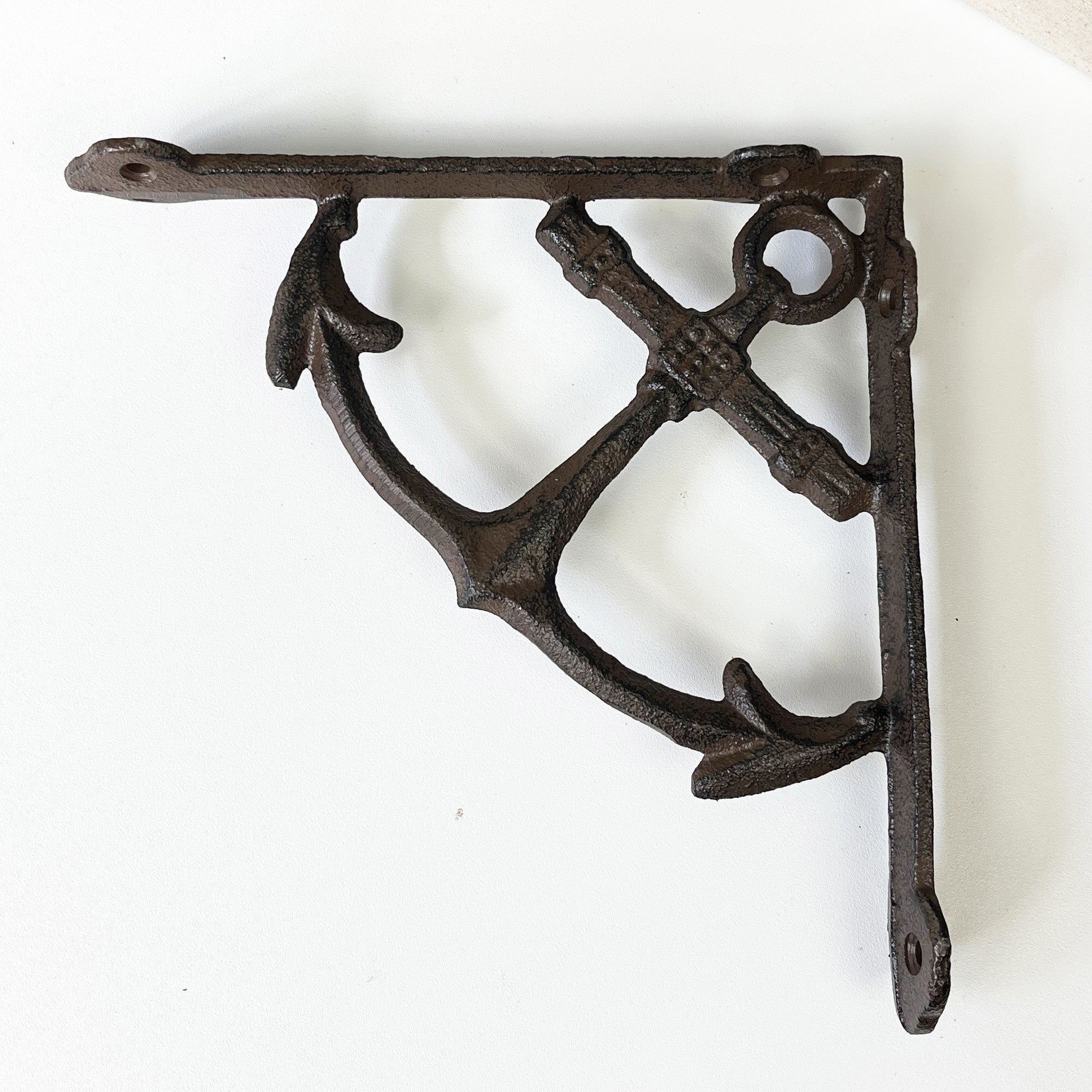 Set of 2 Nautical Ship Anchor Decorative Shelf Brackets - Cast Iron