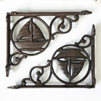 Set of 2 Nautical Boat Decorative Shelf Brackets - Cast Iron