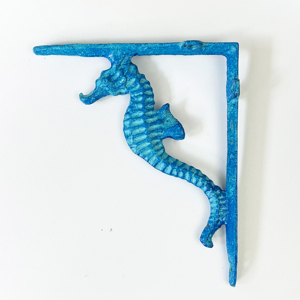 Set of 2 Nautical Seahorse Decorative Shelf Brackets - Cast Iron