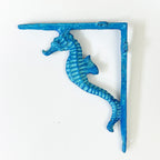 Set of 2 Nautical Seahorse Decorative Shelf Brackets - Cast Iron