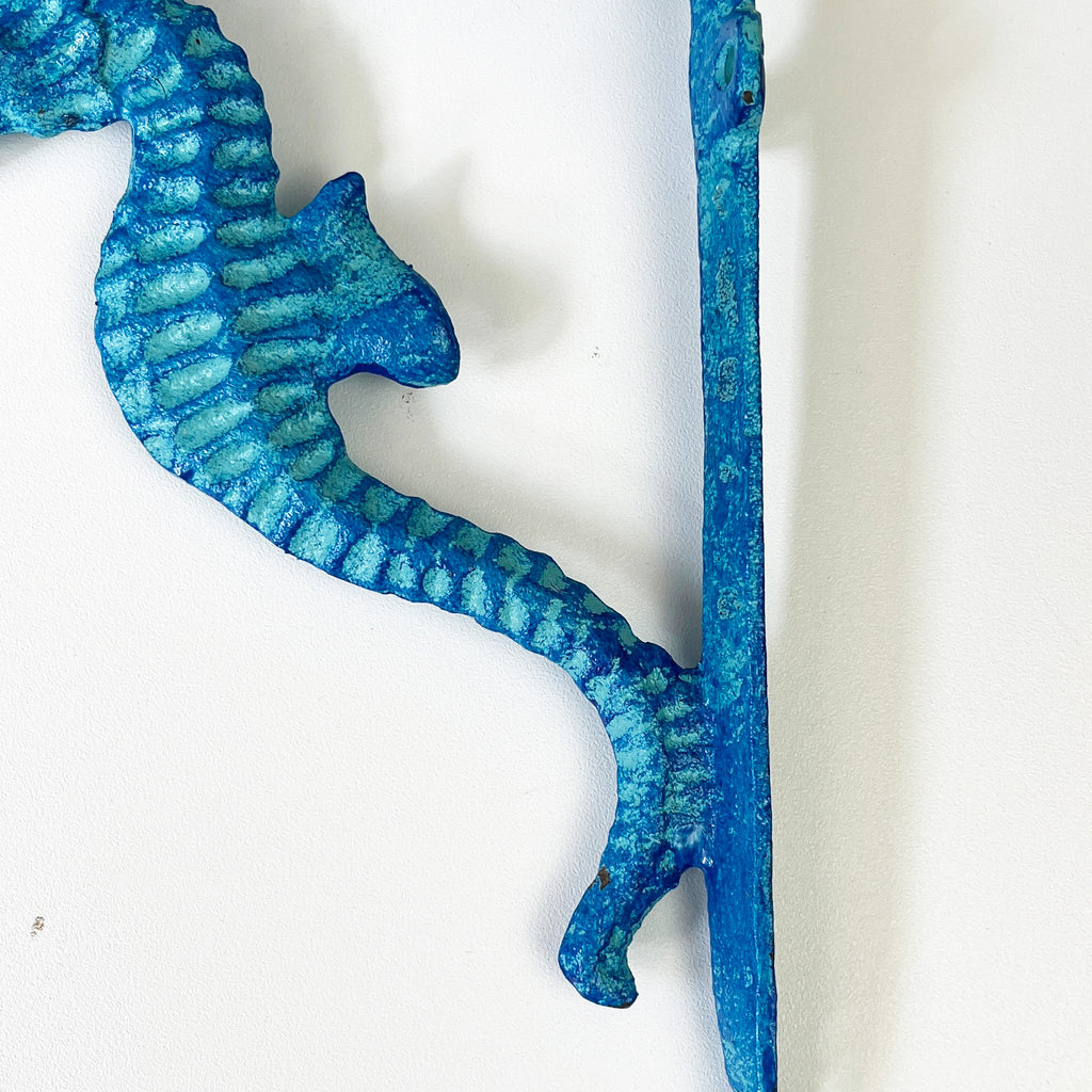 Set of 2 Nautical Seahorse Decorative Shelf Brackets - Cast Iron