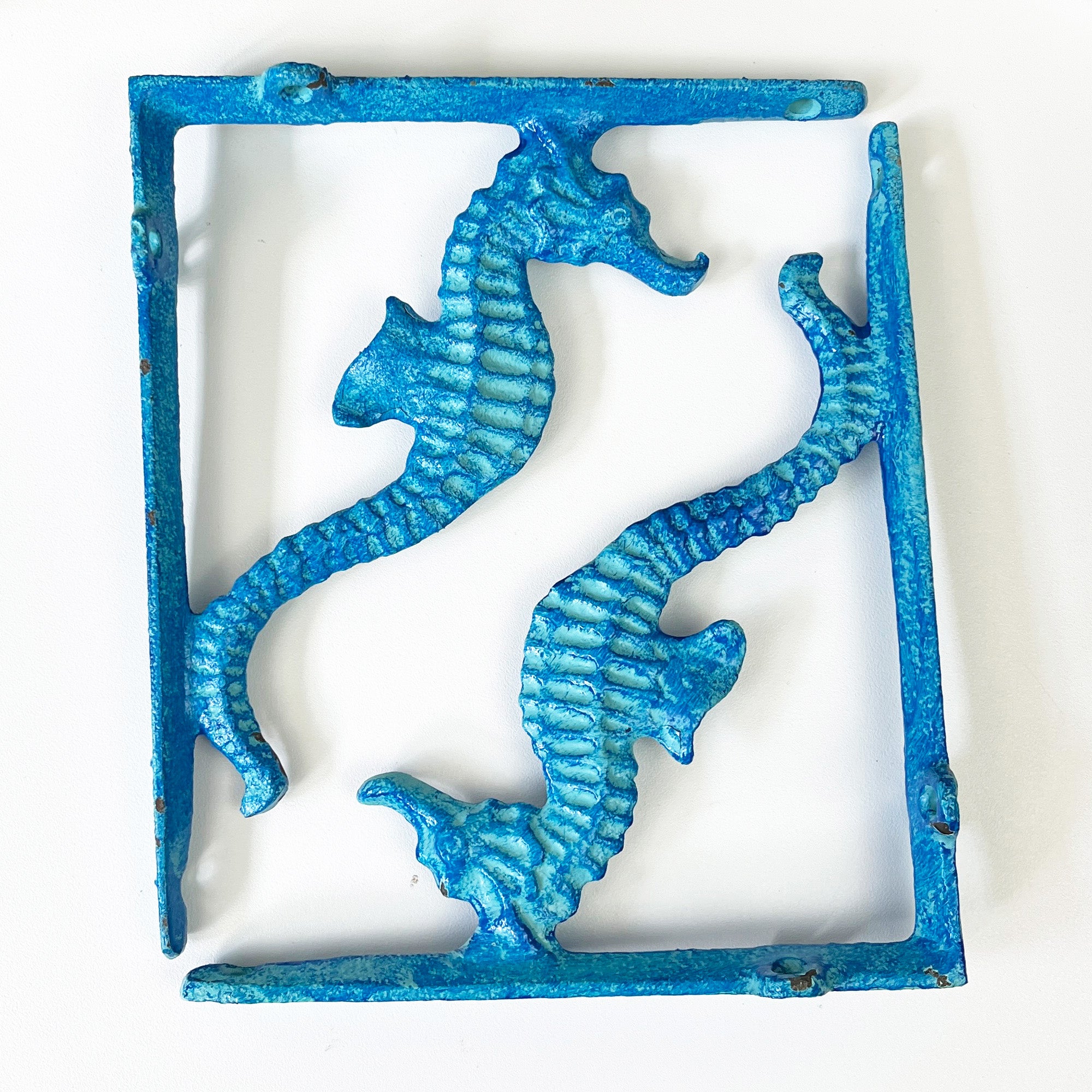 Set of 2 Nautical Seahorse Decorative Shelf Brackets - Cast Iron