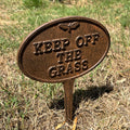 Vintage Keep Off The Grass Sign with Stake - Cast Iron