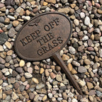 Vintage Keep Off The Grass Sign with Stake - Cast Iron