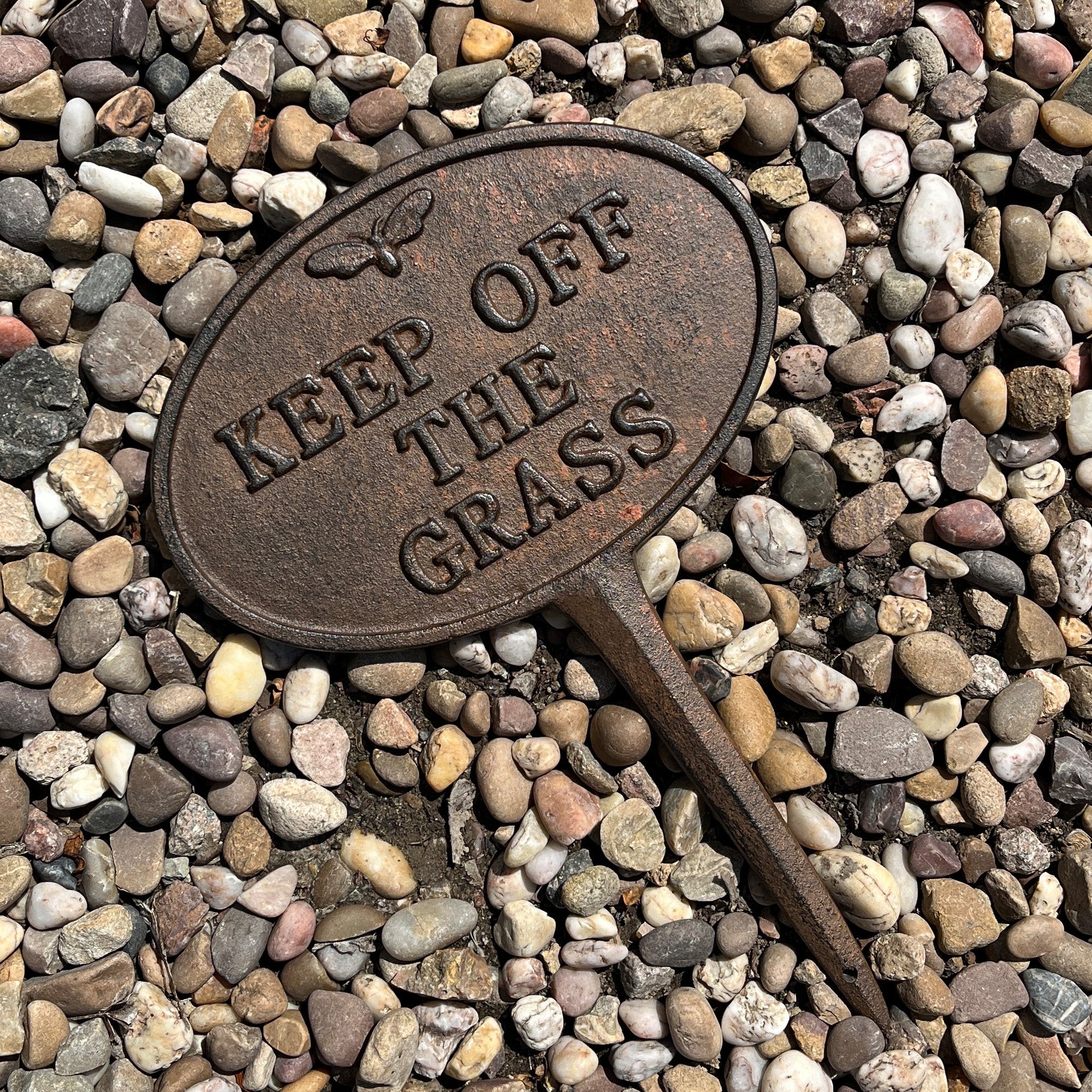 Vintage Keep Off The Grass Sign with Stake - Cast Iron