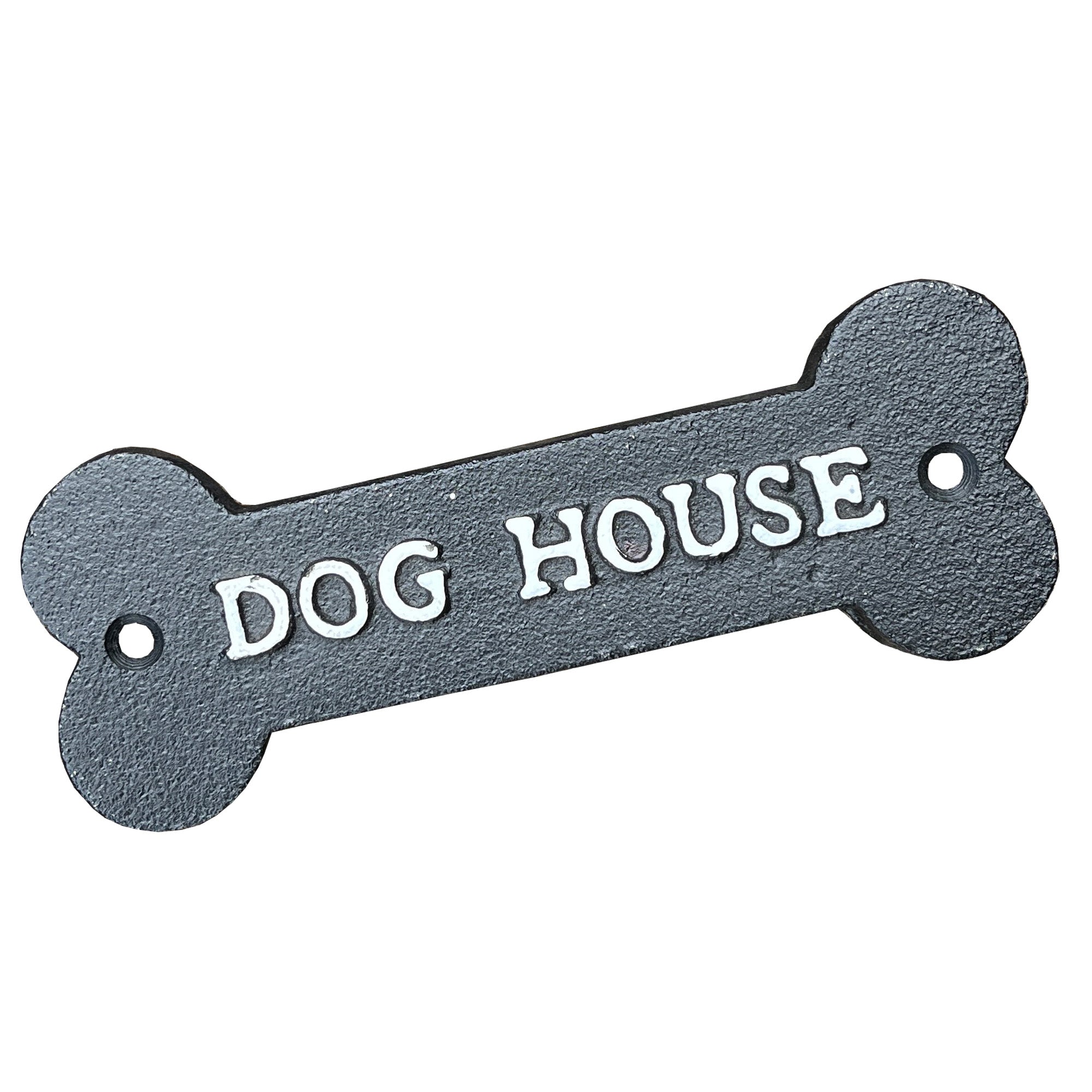 15cm Bone Shaped 'Dog House' Wall Sign / Plaque - Cast Iron