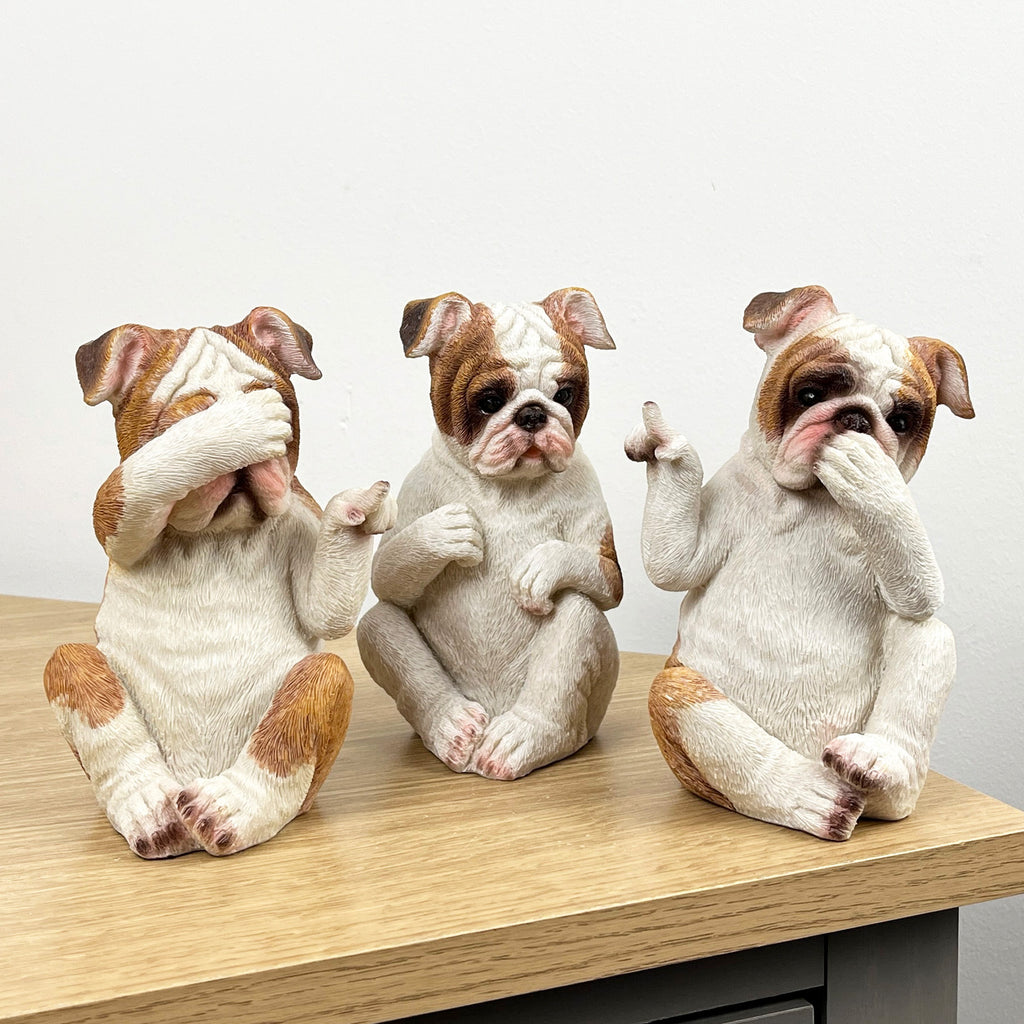 Set of 3 Who Did It British Bulldog Ornaments – Resin