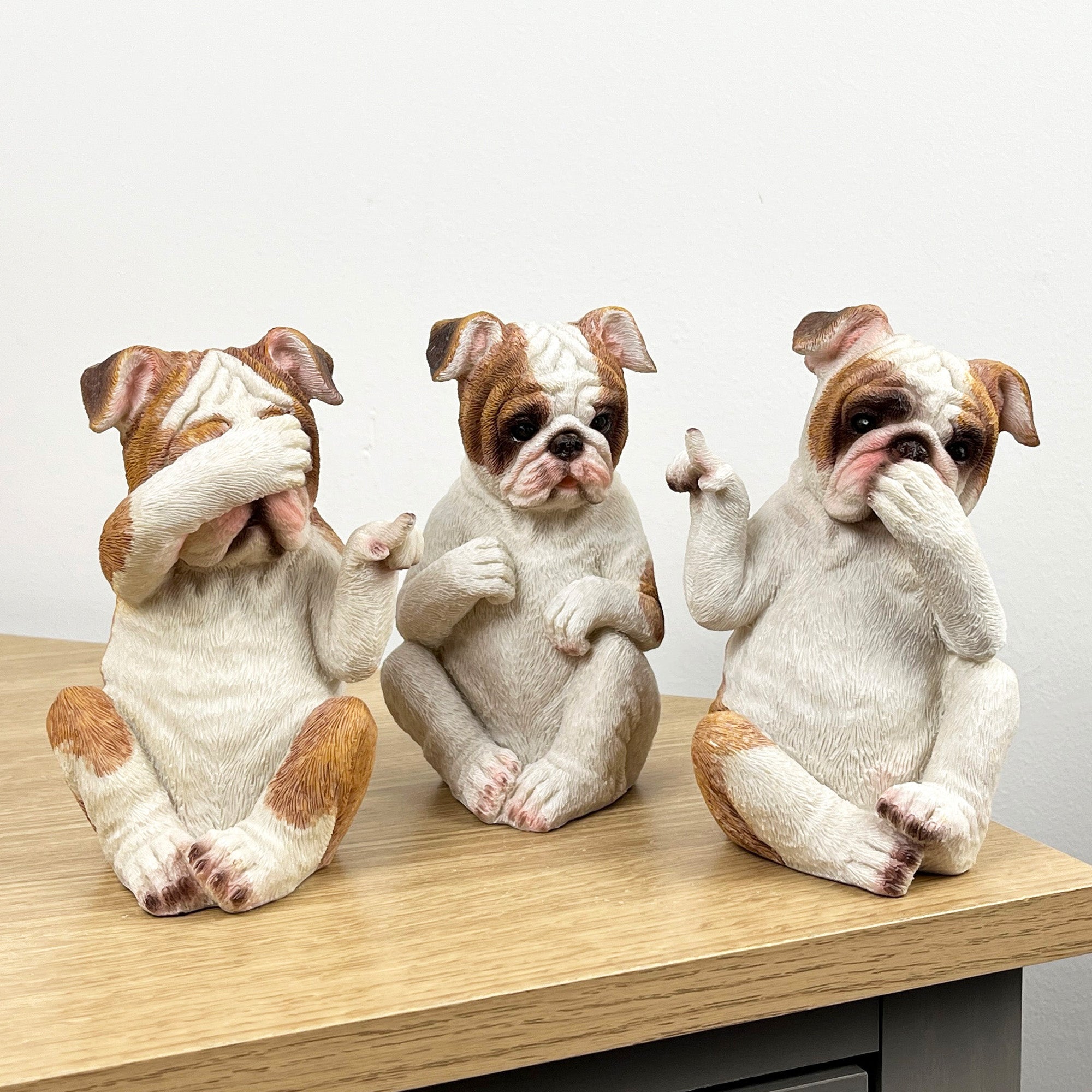 Set of 3 Who Did It British Bulldog Ornaments – Resin