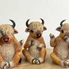 Set of 3 Who Did It Highland Cow Ornaments – Resin