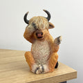 15cm Hiding Highland Cow Ornament – Resin