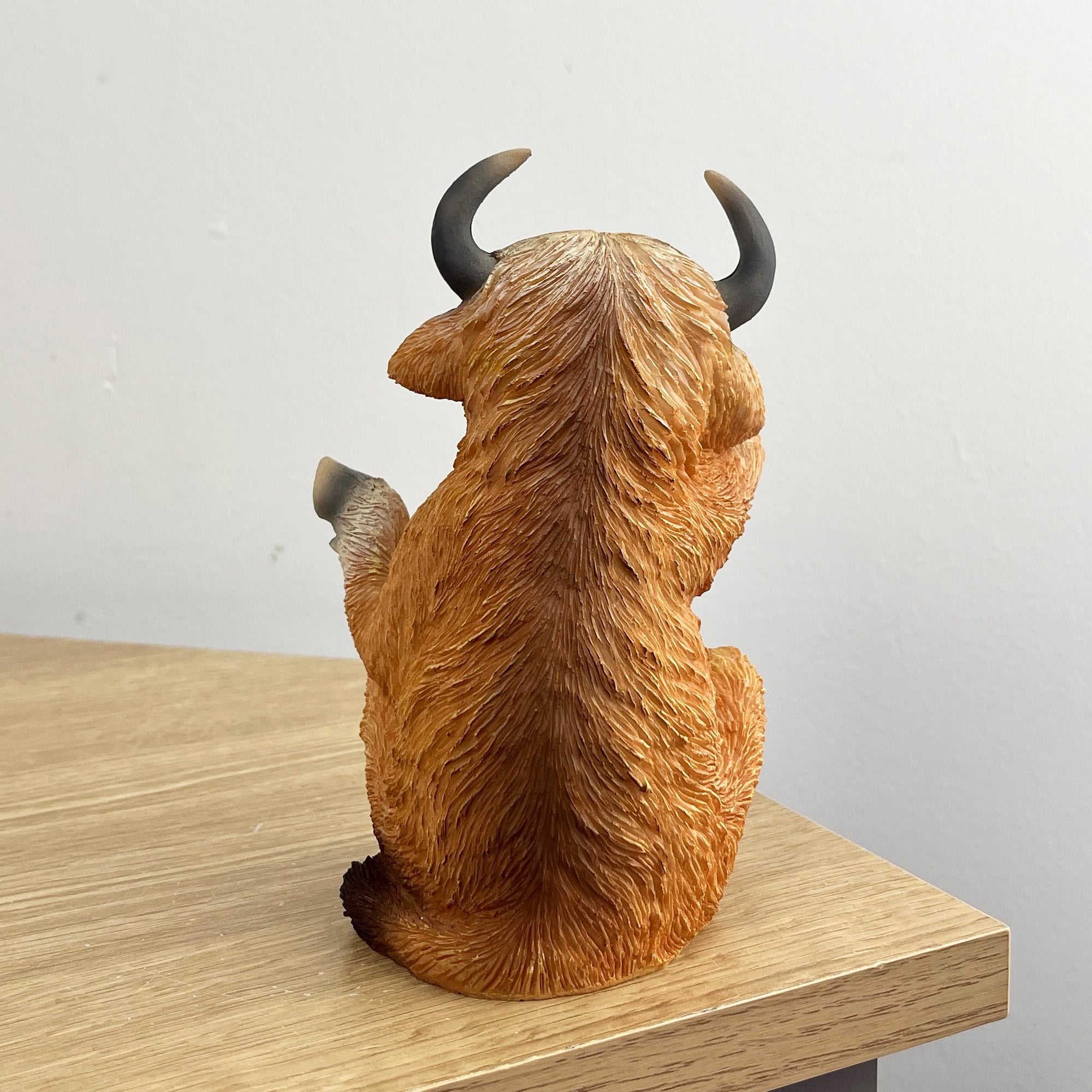 15cm Hiding Highland Cow Ornament – Resin