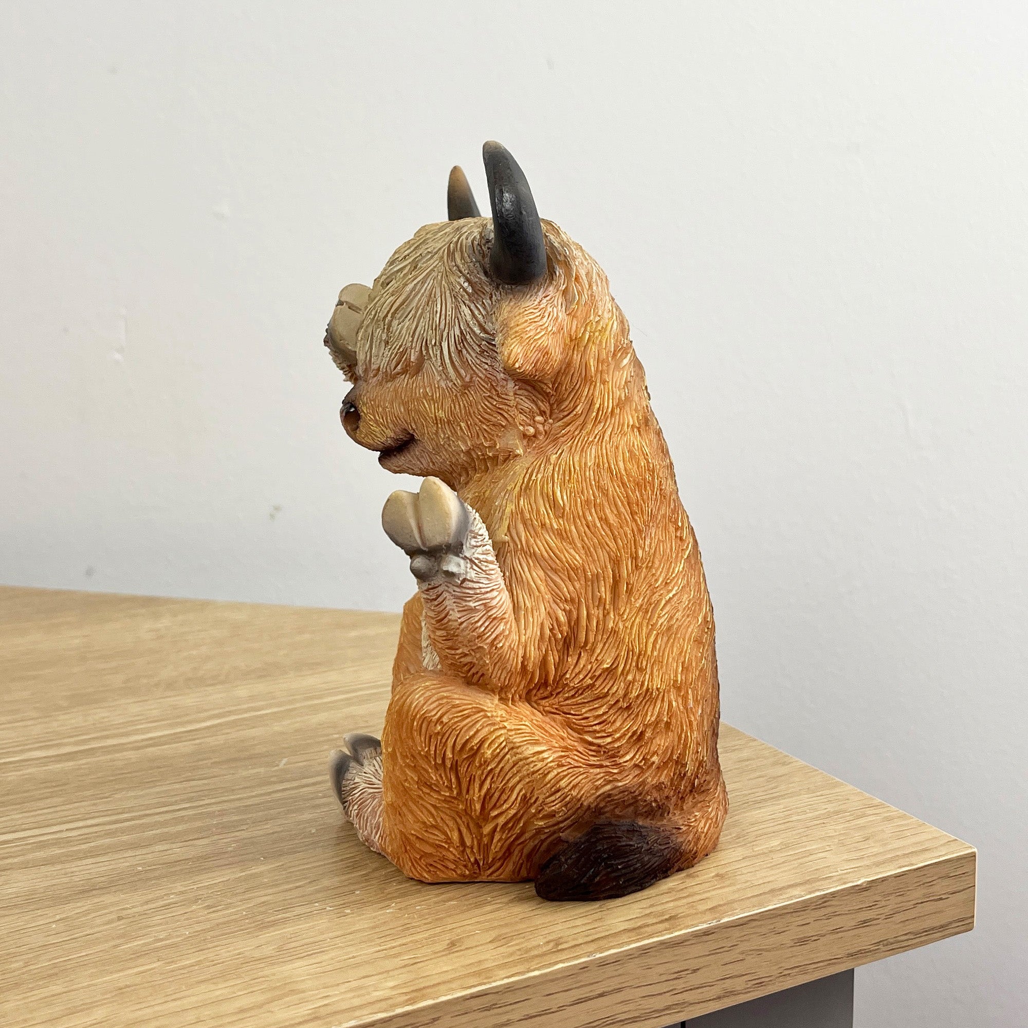 15cm Hiding Highland Cow Ornament – Resin