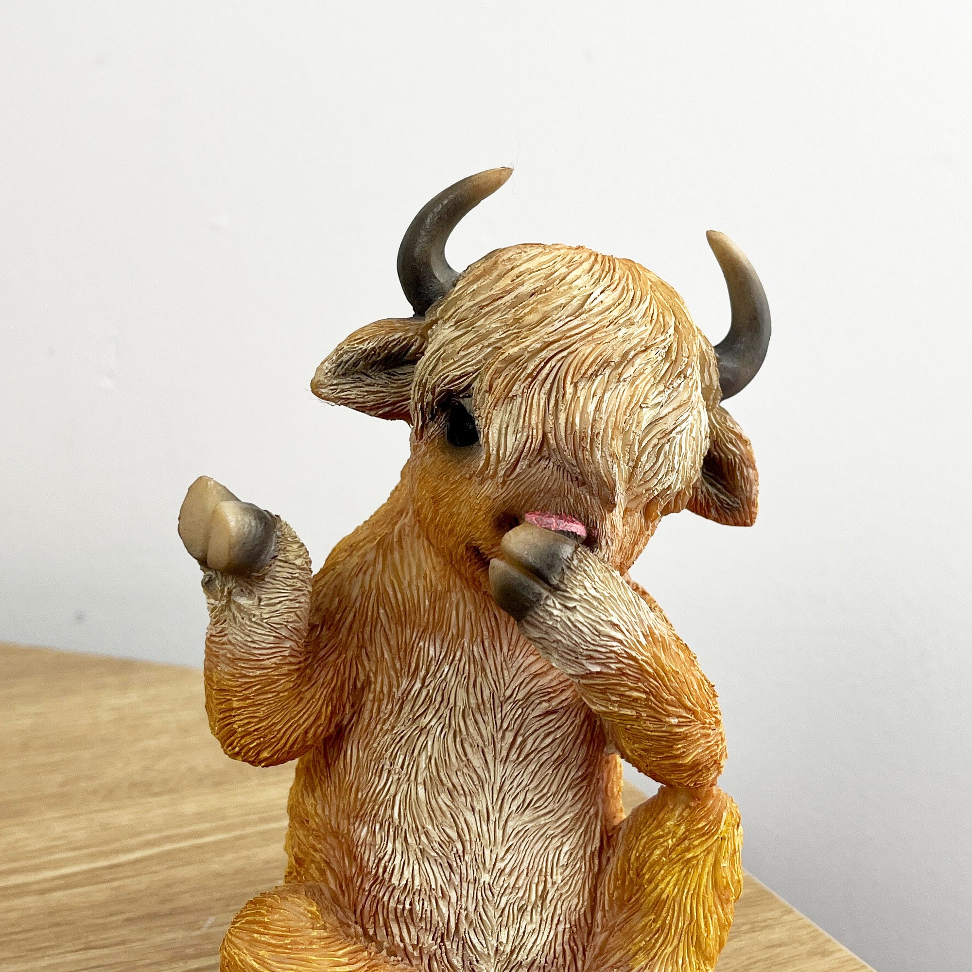 15cm Laughing Highland Cow Ornament – Resin