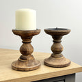Pair of Dark Brown Wooden Candle Stick Holders – Design #1