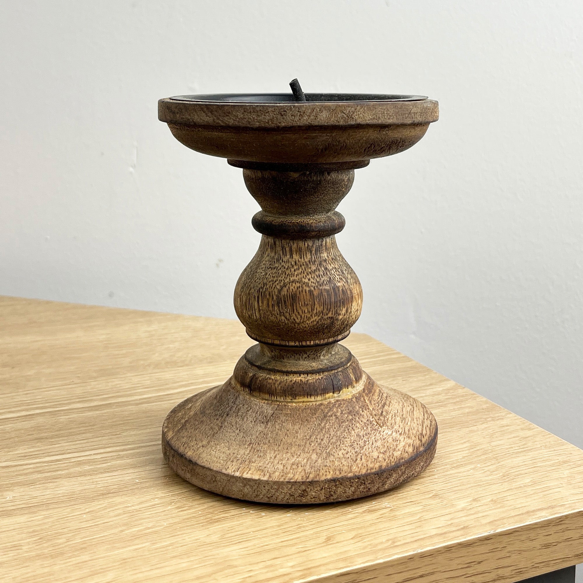 Pair of Dark Brown Wooden Candle Stick Holders – Design #1