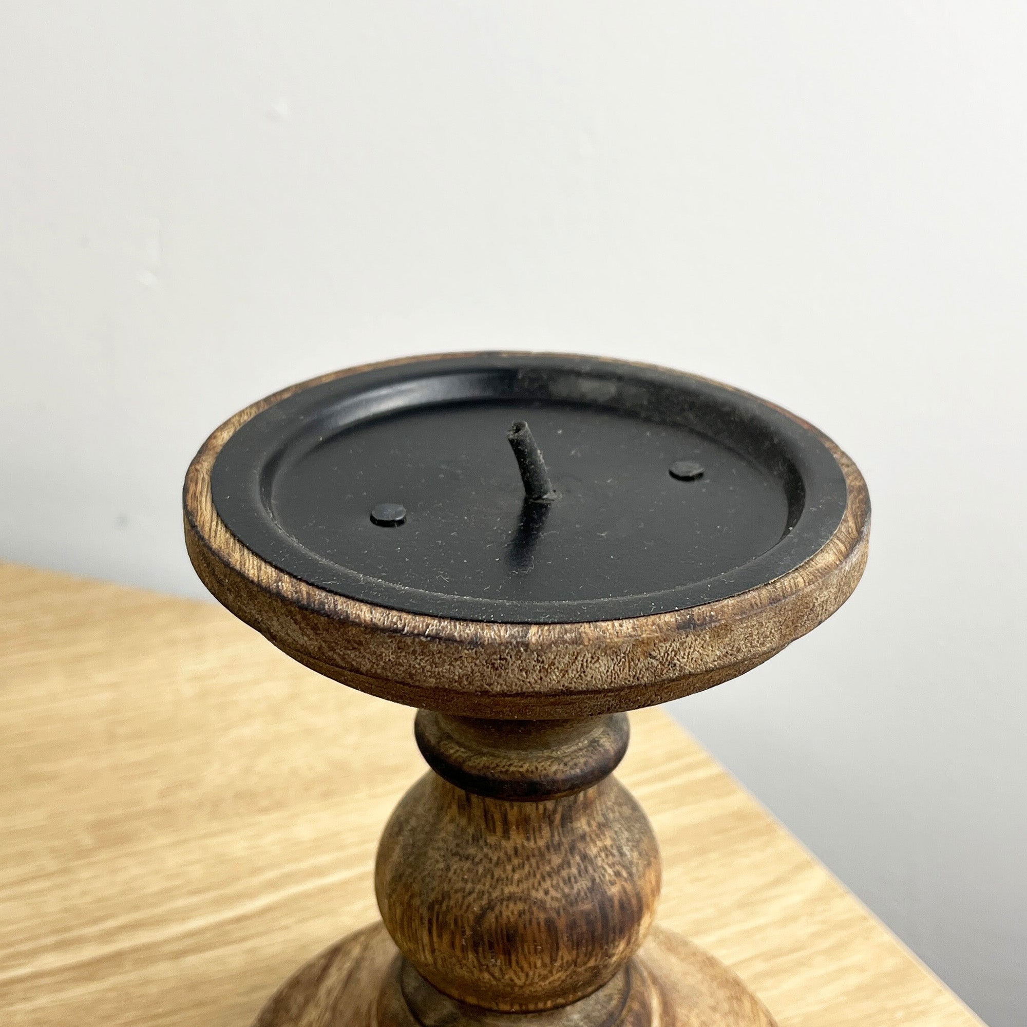 Pair of Dark Brown Wooden Candle Stick Holders – Design #1