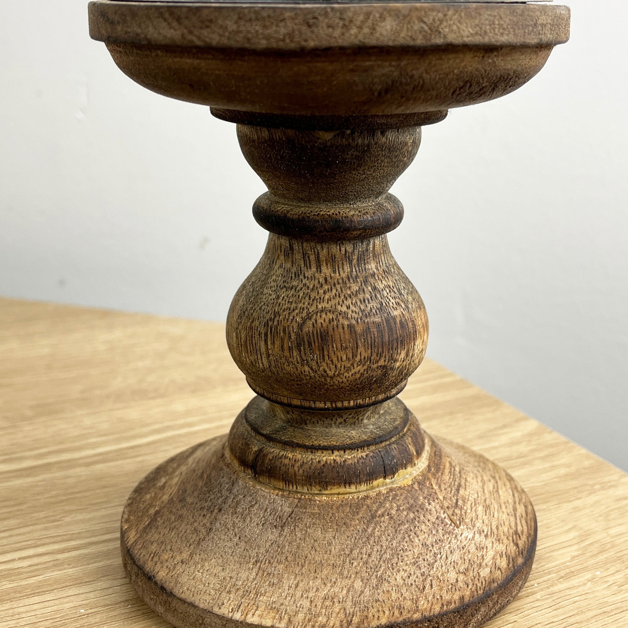 Pair of Dark Brown Wooden Candle Stick Holders – Design #1