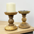 Pair of Dark Brown Wooden Candle Stick Holders – Design #1