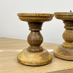 Pair of Dark Brown Wooden Candle Stick Holders – Design #1
