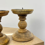 Pair of Dark Brown Wooden Candle Stick Holders – Design #1