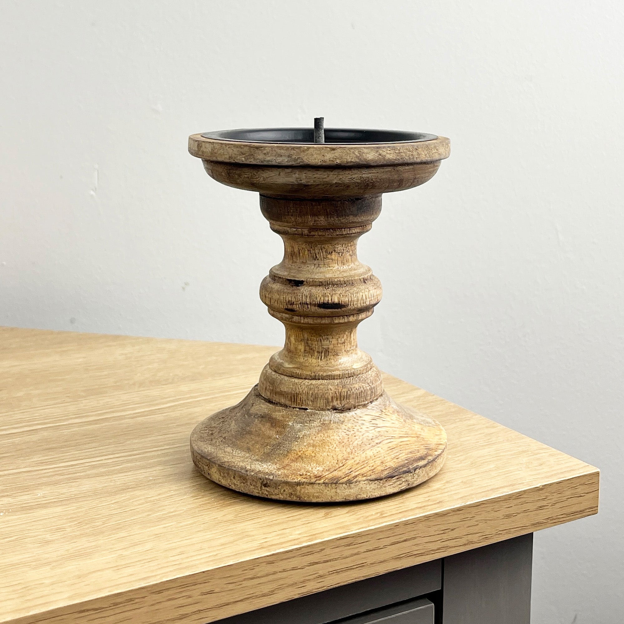 Pair of Dark Brown Wooden Candle Stick Holders – Design #2