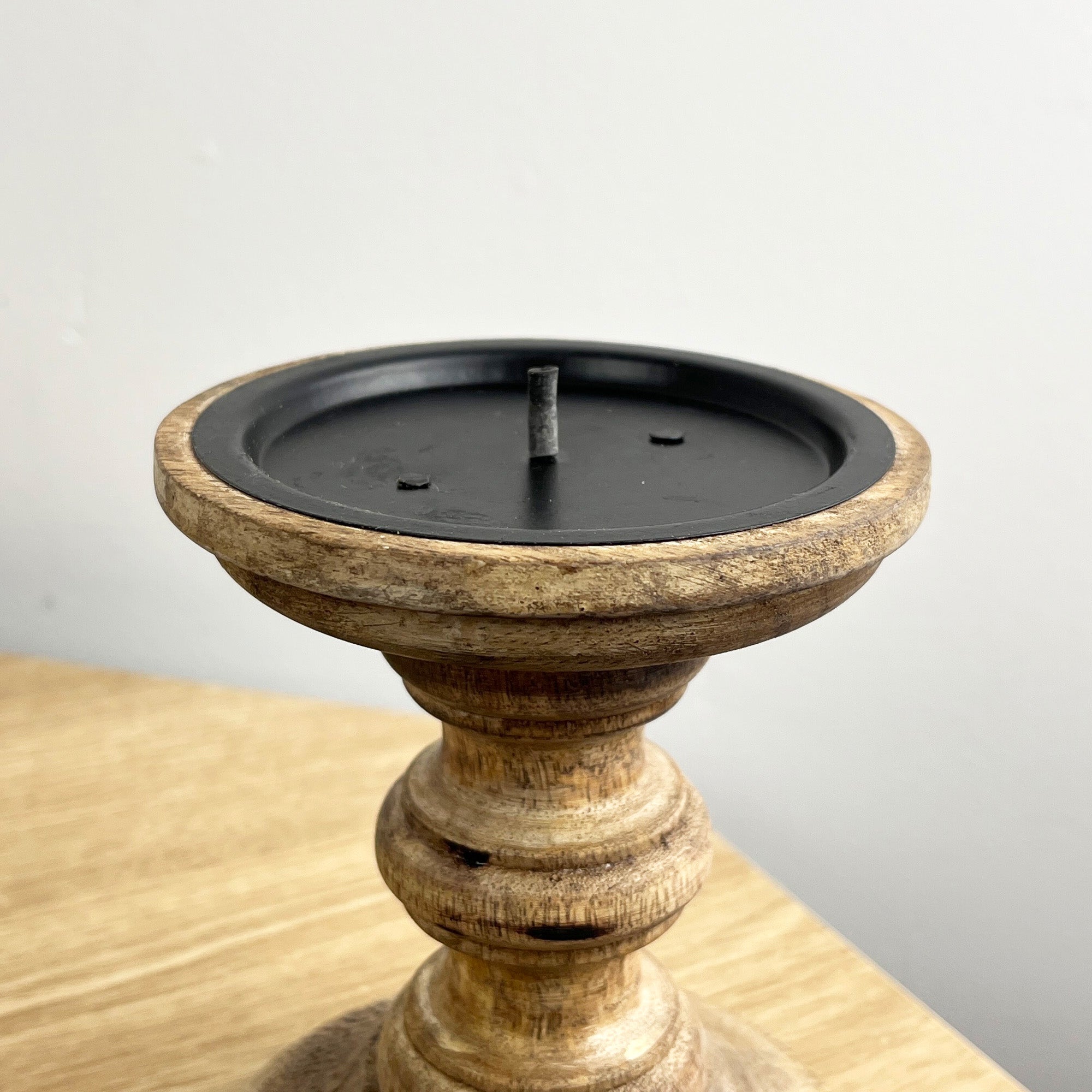 Pair of Dark Brown Wooden Candle Stick Holders – Design #2