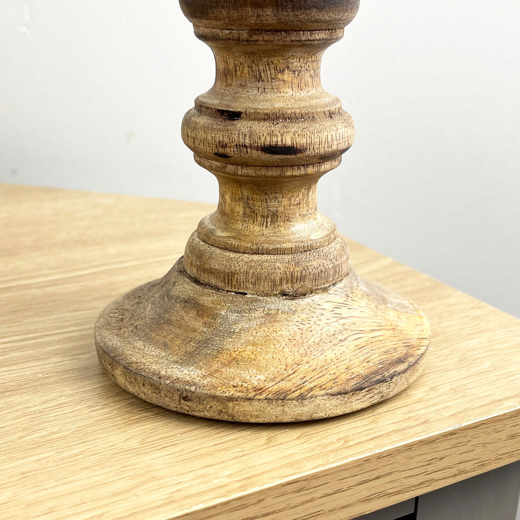 Pair of Dark Brown Wooden Candle Stick Holders – Design #2